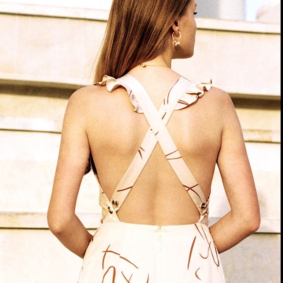 Anthropologie Sancia Ines Ruffle Dress in Nude. Size XS. NWOT - Picture 6 of 13